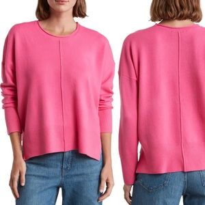 French Connection Hot Pink Fuchsia Scoop Neck Long-Sleeved Sweater, Medium